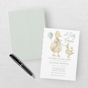 Silly Goose Green Baby Shower Invitation
