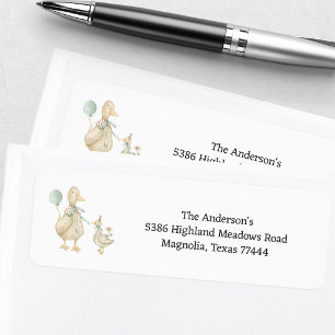 Silly Goose Green Baby Shower Return Address Label