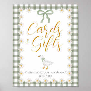 Silly Goose Green Gingham Baby Shower Gift Table Poster