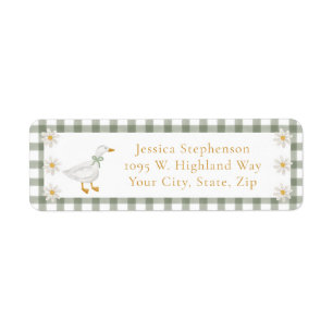 Silly Goose Green Gingham Daisy Return Address Label