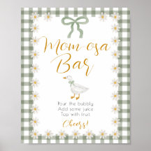Silly Goose Green Gingham Mimosa Bar Baby Shower 