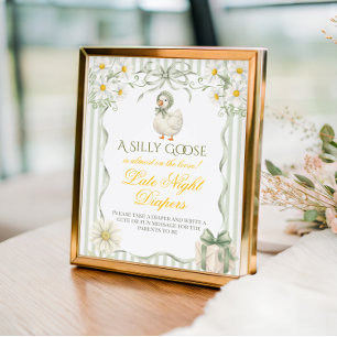 Silly Goose Green Neutral Baby Shower Late Night Poster