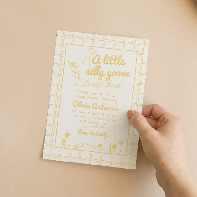 Silly Goose Hand Drawn Gender Neutral Baby Shower Invitation (Creator Uploaded)