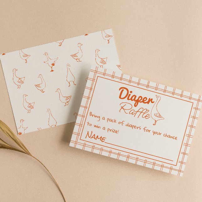 Silly Goose Hand Drawn Neutral Diaper Raffle Enclosure Card (Creator Uploaded)