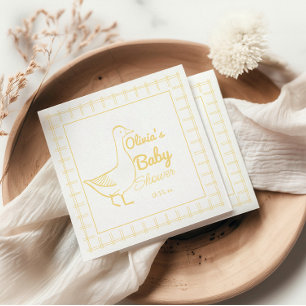 Silly Goose Hand Drawn Neutral Funny Baby Shower Napkin