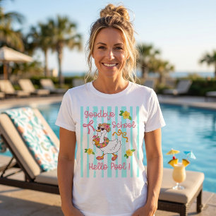 Silly Goose Hello Pool Party Stripes T-Shirt