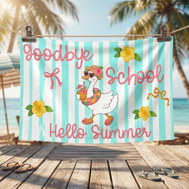 Silly Goose Hello Summer Party Stripes Banner (Creator Uploaded)