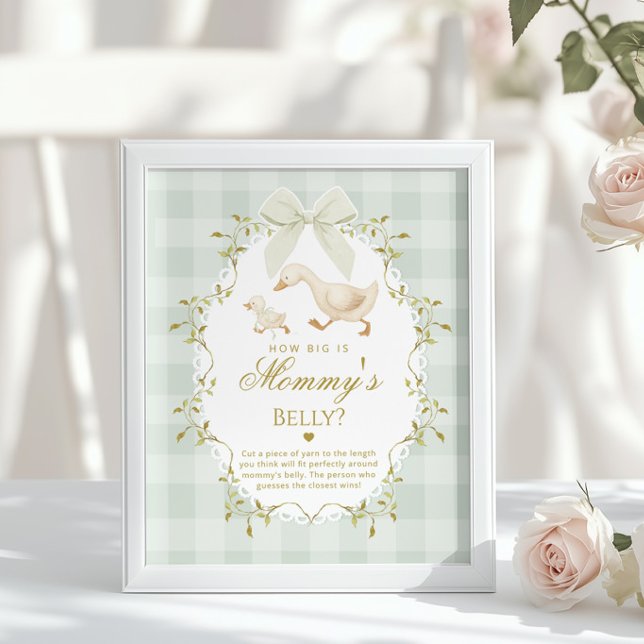 Silly Goose How big is her belly Sage Gingham Poster (Creator Uploaded)