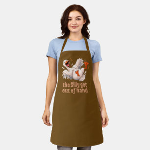 Silly Goose Laughing Cartoon Apron