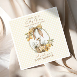 Silly Goose Lemon Watercolor Baby Shower Napkin