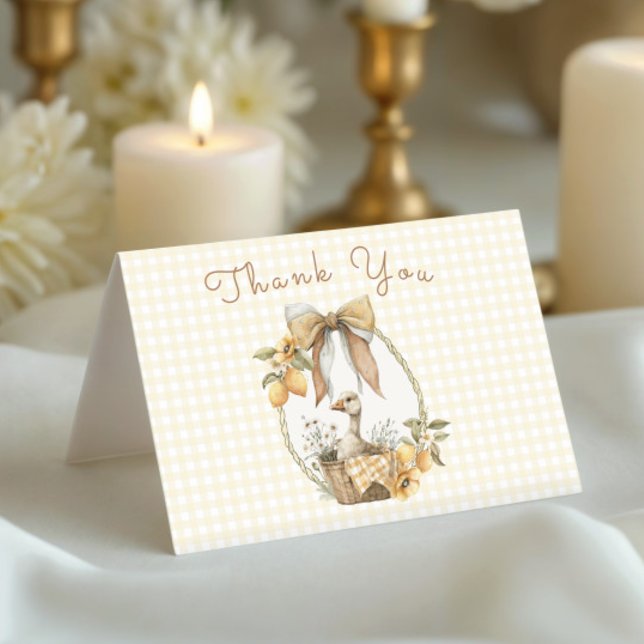 Silly Goose Lemon Watercolor Baby Shower Thank You Card (Creator Uploaded)