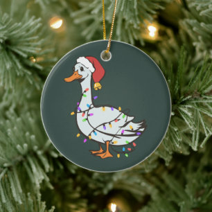 Silly Goose Light Christmas Funny Duck Xmas Lights Ceramic Ornament