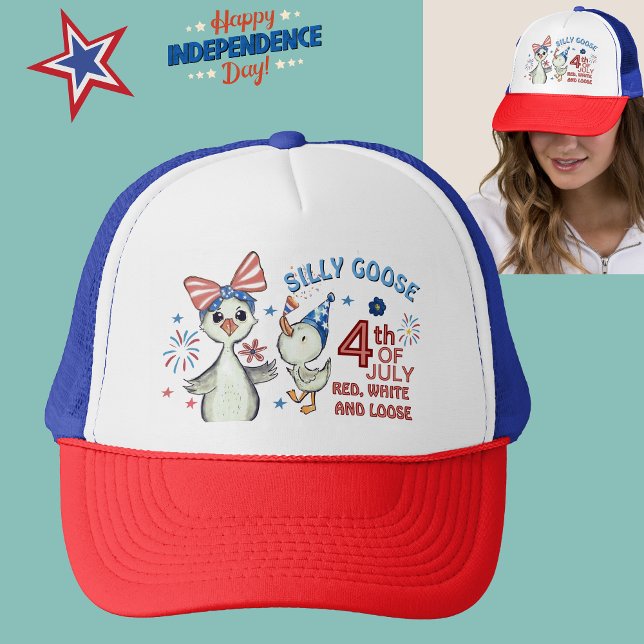 Silly Goose Mama & Baby Red, White & Blue Trucker Hat ( Silly Goose Mama & Baby Red, White & Blue Trucker Hat)