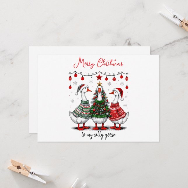 Silly Goose Merry Christmas | Funny Holiday (Front/Back In Situ)