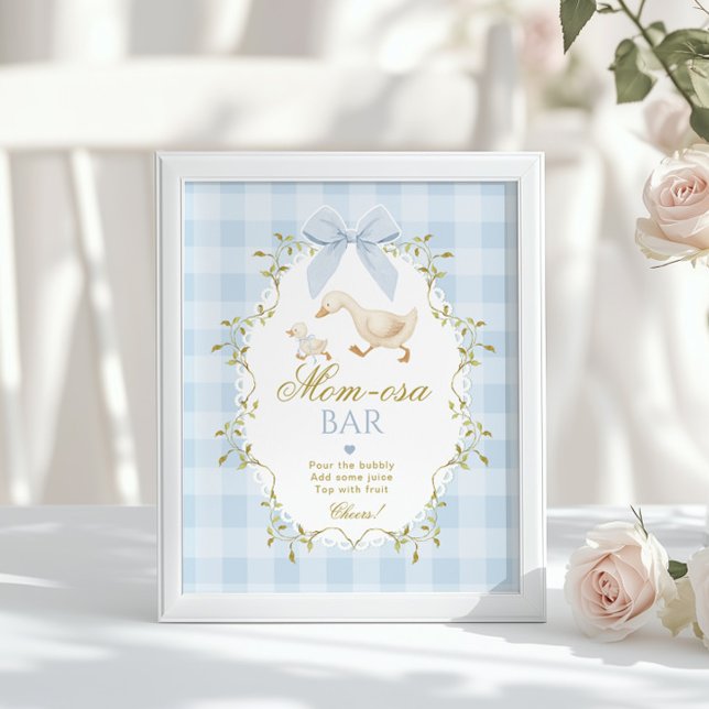 Silly Goose Momosa bar Blue Gingham Poster (Creator Uploaded)