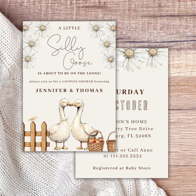 Silly Goose Neutral Boho Couples Shower Party Invitation (Creator Uploaded)