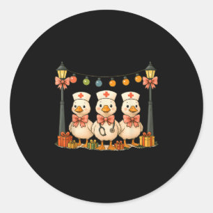 Silly Goose Nurse Christmas Xmas Vibes Nursing Rn  Classic Round Sticker
