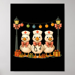 Silly Goose Nurse Christmas Xmas Vibes Nursing Rn Poster