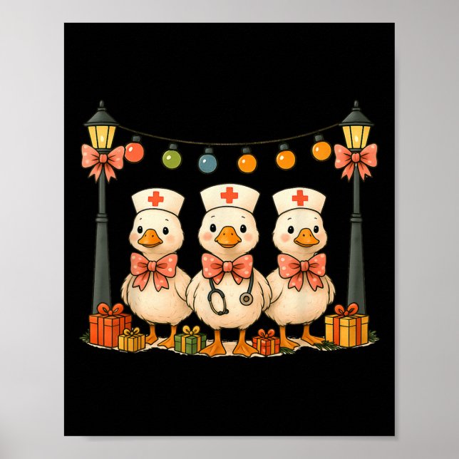 Silly Goose Nurse Christmas Xmas Vibes Nursing Rn  Poster (Front)