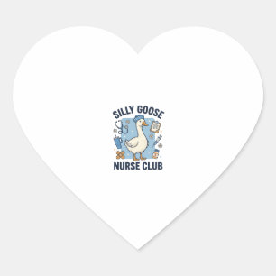 Silly Goose Nurse Club Funny Nurse Vector Design_1 Heart Sticker