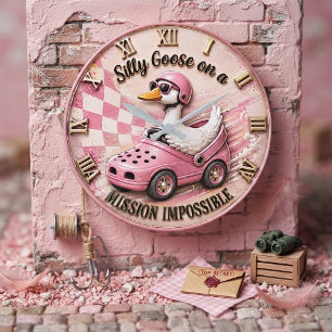 Silly Goose on a Mission Impossible Funny Goose  Large Clock