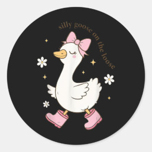 Silly Goose On The Loose  Classic Round Sticker