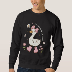 Silly Goose On The Loose Cute Goose Coquette Bow Sweatshirt