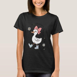 Silly Goose On The Loose Cute Goose Coquette Bow T-Shirt