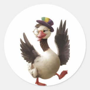 silly goose on the loose drawing, Silly goose Classic Round Sticker