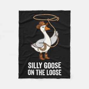 Silly Goose on the Loose Funny Goose Cowgirl Rodeo Fleece Blanket