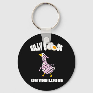 Silly Goose On The Loose Funny Mummy Goose Graphic Key Ring