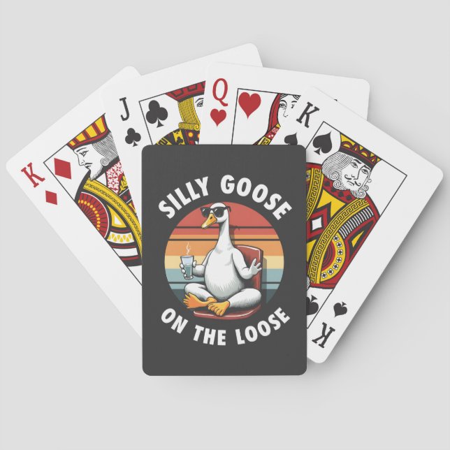 Silly Goose on the Loose Meditation Yoga Retro Playing Cards (Back)