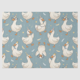 Silly Goose Party – Blue Background with Feathers Tissue Paper