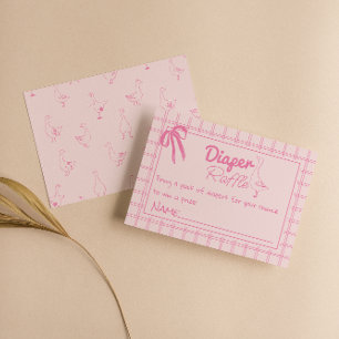 Silly Goose Pink Baby Girl Ribbon Diaper Raffle Enclosure Card