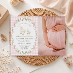 Silly Goose Pink Baby Girl Shower Photo Invitation