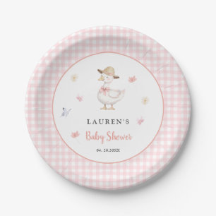 Silly Goose Pink Baby Shower Paper Plate
