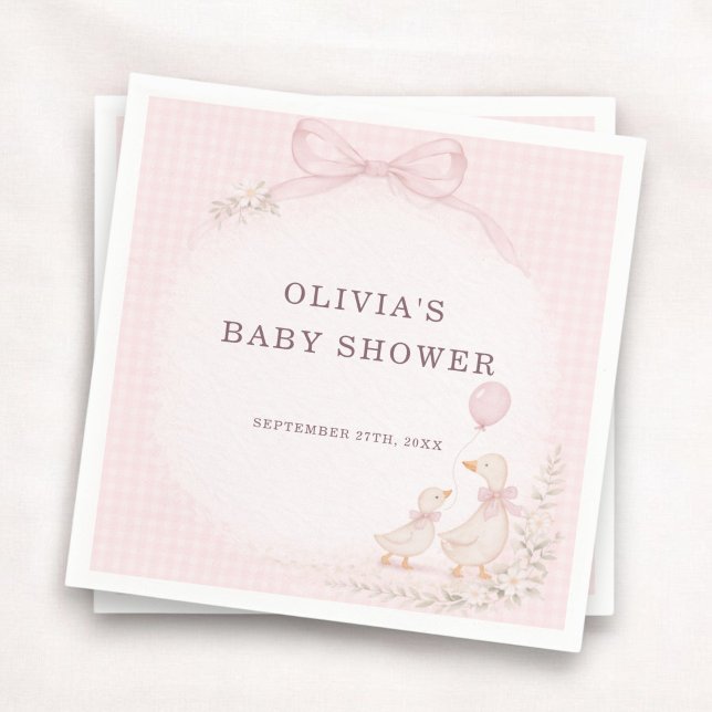 Silly Goose Pink Baby Shower Party Napkin (Creator Uploaded)
