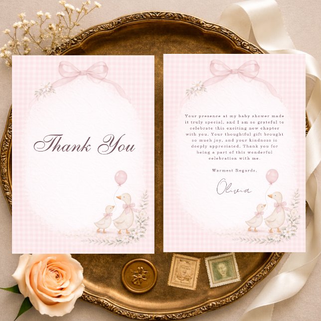 Silly Goose Pink Baby Shower Thank You Card (Creator Uploaded)
