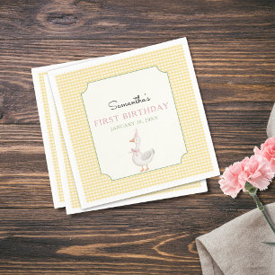 Silly Goose Pink Balloons Birthday Napkin