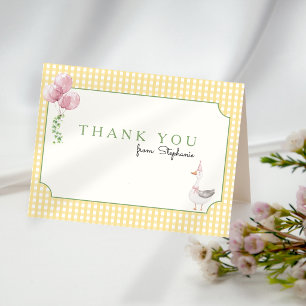 Silly Goose Pink Balloons Gingham Thank you Card
