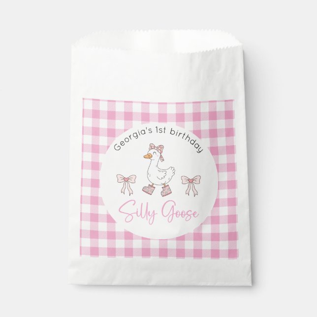 Silly Goose Pink Birthday Favour Bag (Front)