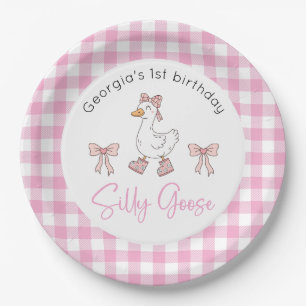 Silly Goose Pink Birthday Paper Plate