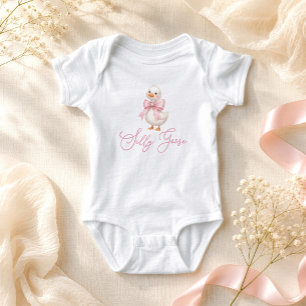 Silly Goose Pink Bow Baby Bodysuit