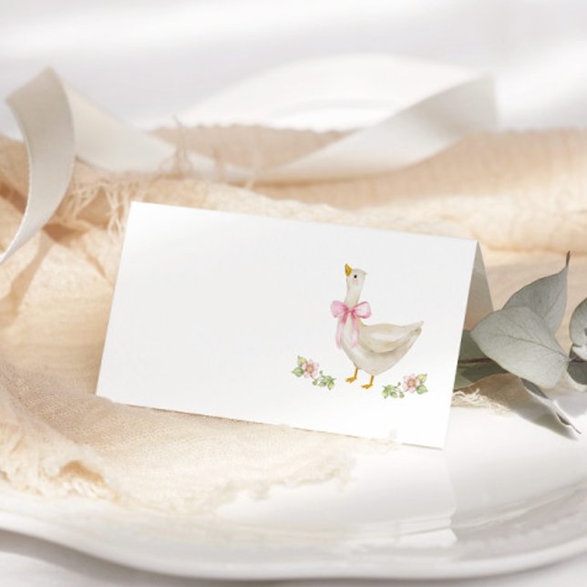 Silly Goose Pink Bow Baby Shower Place Card (Creator Uploaded)