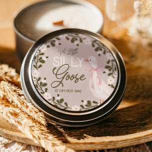Silly Goose Pink Bow Girl Baby Shower Stickers