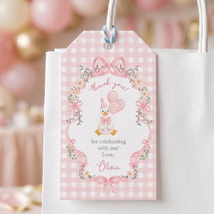 Silly Goose Pink Bow Girl Birthday Party Gift Tags
