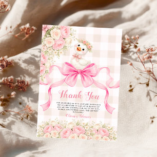Silly Goose Pink Bow Rose Girl Baby Shower Thank You Card