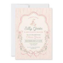 Silly Goose Pink Floral Baby Shower Invitation