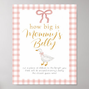 Silly Goose Pink Gingham Belly Measure Game Sign