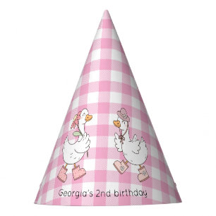 Silly Goose Pink Gingham Birthday Party Hat